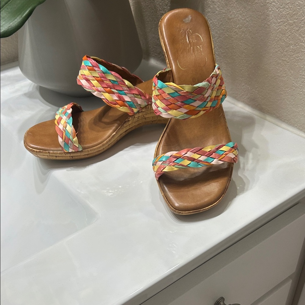Italian Shoemakers Multicolor Braided Wedges